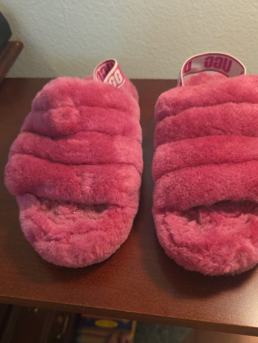 UGG Hot Pink Plush Slide Sandals